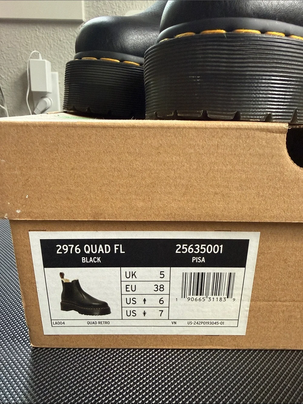 Dr. Martens Black Leather Platform Chelsea Boots with Yellow Stitching